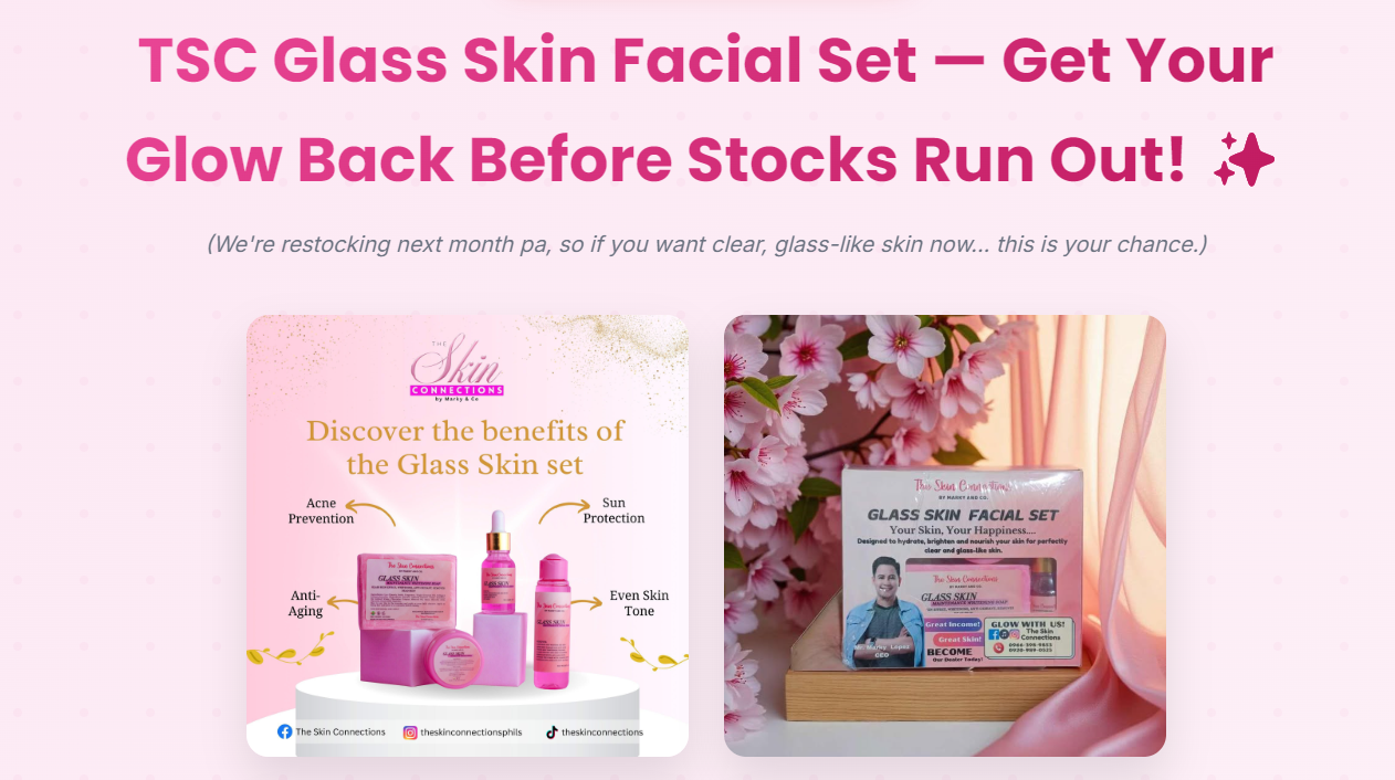 TSC Glass Skin Facial Set Landing Page
